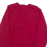 CALVIN KLEIN Mens Jumper Red Tight Knit Wool M