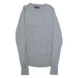 TOMMY HILFIGER Womens Jumper Grey Cable Knit L