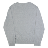 TOMMY HILFIGER Mens Patterned Jumper Grey Diamond V-Neck Tight Knit XL