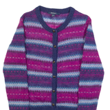 GANT Womens Patterned Cardigan Purple Crazy Pattern Button Neck Mohair XS