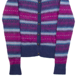 GANT Womens Patterned Cardigan Purple Crazy Pattern Button Neck Mohair XS