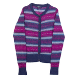 GANT Womens Patterned Cardigan Purple Crazy Pattern Button Neck Mohair XS