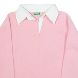 BENETTON Womens Jumper Pink Collared Tight Knit Wool M
