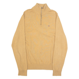 TOMMY HILFIGER Mens Jumper Beige 1/4 Zip Tight Knit XL