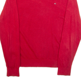 TOMMY HILFIGER Mens Jumper Red Tight Knit L
