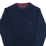 TOMMY HILFIGER Mens Jumper Blue Chunky Knit S