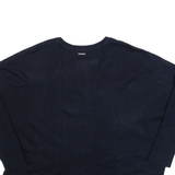 DKNY Womens Patterned Jumper Blue V-Neck Tight Knit S