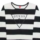 GUESS Womens Patterned Jumper White Striped Tight Knit L