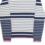 TOMMY HILFIGER Womens Patterned Jumper Blue Striped Tight Knit XS