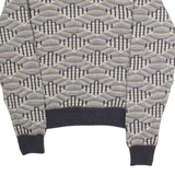 REED ST JAMES Mens Patterned Jumper Grey Diamond Crew Neck 90s M