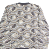 REED ST JAMES Mens Patterned Jumper Grey Diamond Crew Neck 90s M
