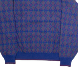 ATLANTIC TRADERS Mens Patterned Jumper Blue Diamond V-Neck 90s L