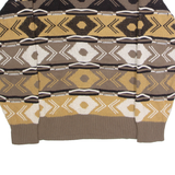 PRIVATE STOCK Mens Patterned Jumper Brown Striped High Neck 90s M