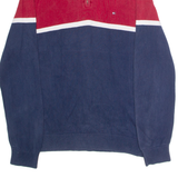 TOMMY HILFIGER Mens Jumper Blue Colourblock 1/4 Zip Tight Knit M