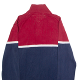 TOMMY HILFIGER Mens Jumper Blue Colourblock 1/4 Zip Tight Knit M