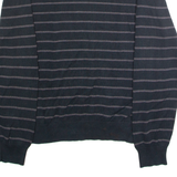 NAUTICA Mens Patterned Jumper Black Striped Crew Neck Tight Knit M