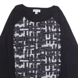 CALVIN KLEIN Mens Patterned Jumper Black Crazy Pattern Crew Neck Tight Knit M