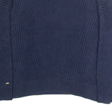 TOMMY HILFIGER Womens Jumper Blue Crew Neck Cable Knit L
