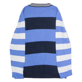 TOMMY HILFIGER Mens Patterned Jumper Blue Striped Crew Neck Tight Knit XL