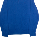 TOMMY HILFIGER Mens Jumper Blue 1/4 Zip Tight Knit L