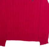 CHAPS Mens Jumper Red Crew Neck Cable Knit L