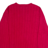 CHAPS Mens Jumper Red Crew Neck Cable Knit L