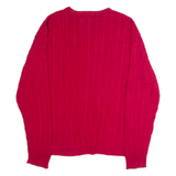 CHAPS Mens Jumper Red Crew Neck Cable Knit L