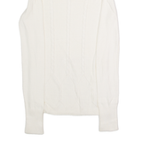TOMMY HILFIGER Womens Jumper White Roll Neck Cable Knit XS