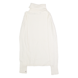 TOMMY HILFIGER Womens Jumper White Roll Neck Cable Knit XS