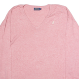 POLO RALPH LAUREN Womens Jumper Red V-Neck Tight Knit XL