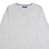 NAUTICA Mens Jumper Grey V-Neck Tight Knit M