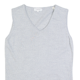 CALVIN KLEIN GOLF Womens Vest Grey V-Neck Tight Knit Sleeveless Wool L