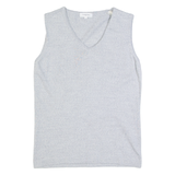 CALVIN KLEIN GOLF Womens Vest Grey V-Neck Tight Knit Sleeveless Wool L