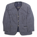 MARCONA Womens Blazer Jacket Blue Wool Crazy Pattern M