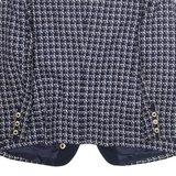 MARCONA Womens Blazer Jacket Blue Wool Crazy Pattern M