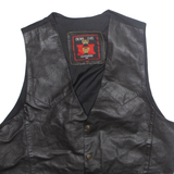 CROWN GATE Mens Waistcoat Black Faux Leather 2XL