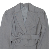 Belted Womens Blazer Jacket Grey M