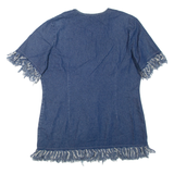 MODESARA Short Sleeved Womens Denim Jacket Blue XL