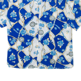 Womens Printed Shirt Blue V-Neck Floral L