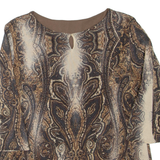 Womens Printed Top Brown 3/4 Sleeve Paisley M