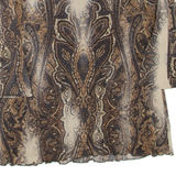 Womens Printed Top Brown 3/4 Sleeve Paisley M