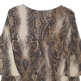 Womens Printed Top Brown 3/4 Sleeve Paisley M