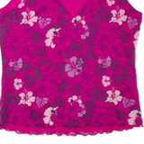 Womens Printed Top Pink V-Neck Sleeveless Floral L
