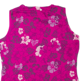 Womens Printed Top Pink V-Neck Sleeveless Floral L