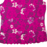 Womens Printed Top Pink V-Neck Sleeveless Floral L