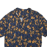 Womens Printed Shirt Blue V-Neck Floral L