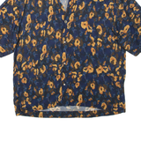 Womens Printed Shirt Blue V-Neck Floral L