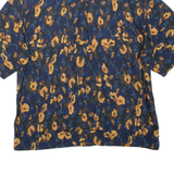 Womens Printed Shirt Blue V-Neck Floral L