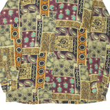 Womens Printed Shirt Orange Collared Long Sleeve Crazy Pattern L