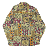 Womens Printed Shirt Orange Collared Long Sleeve Crazy Pattern L